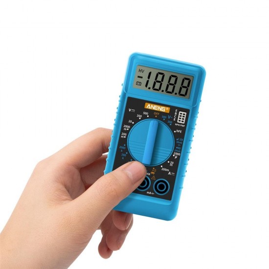 DT812 Mini Digital Multimeter with Buzzer Overload protection Pocket Voltage Ampere Ohm Meter DC AC LCD Portable Blue