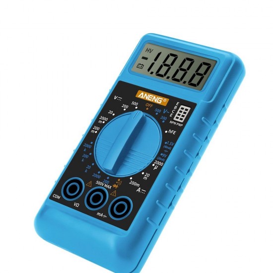 DT812 Mini Digital Multimeter with Buzzer Overload protection Pocket Voltage Ampere Ohm Meter DC AC LCD Portable Blue