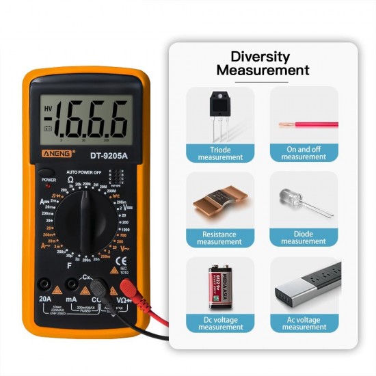 DT9205A Digital Multimeter Profesional Transistor Tester Backlight esr Meter