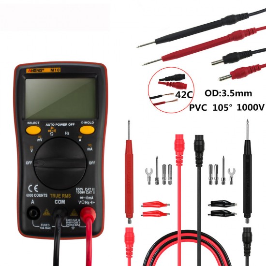 M10 6000 Counts Digital Multimeter AC/DC Ammeter Voltmeter Ohm Meter Tester Capacitor Buzzer Multimetro Test with Lead Set M10 6000 Counts Digital Multimeter AC/DC Ammeter Voltmeter Ohm Meter Tester Capacitor Buzzer Multimetro Test with Lead Set
