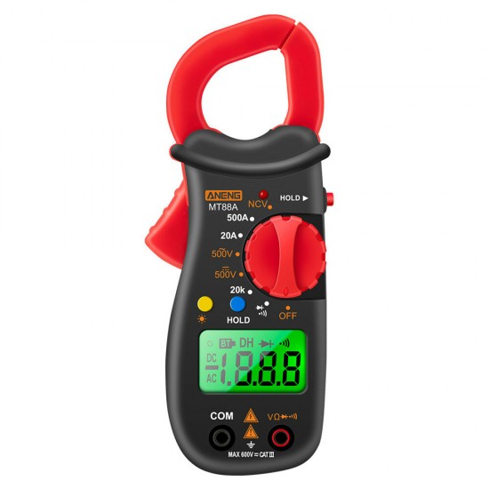 MT88 1999 Digital Clamp Multimeter Meter 1999 Counts 500A AC Current AC DC Voltage NCV Test with Backlight
