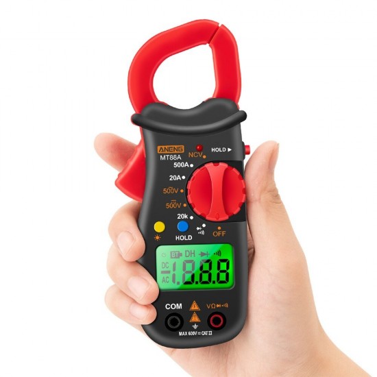 MT88 1999 Digital Clamp Multimeter Meter 1999 Counts 500A AC Current AC DC Voltage NCV Test with Backlight