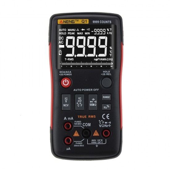 Q1 9999 Counts True RMS Digital Multimeter AC DC Voltage Current Resistance Capacitance Temperature Tester Auto/Manual Raging with Analog Bar Graph