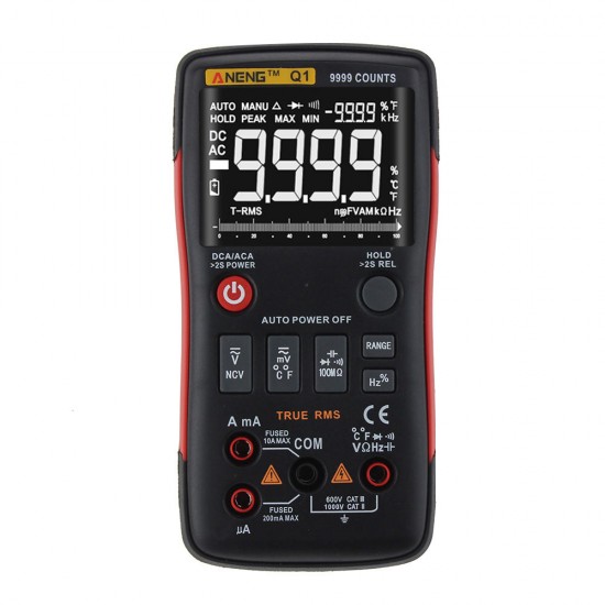Q1 9999 Counts True RMS Digital Multimeter AC DC Voltage Current Resistance Capacitance Temperature Tester Auto/Manual Raging with Analog Bar Graph Q1 9999 Counts True RMS Digital Multimeter AC DC Voltage Current Resistance Capacitance Temperature Tester Auto/Manual Raging with Analog Bar Graph
