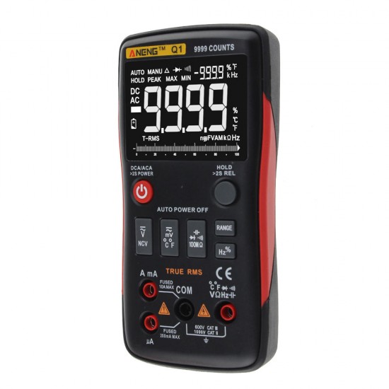 Q1 9999 Counts True RMS Digital Multimeter AC DC Voltage Current Resistance Capacitance Temperature Tester Auto/Manual Raging with Analog Bar Graph