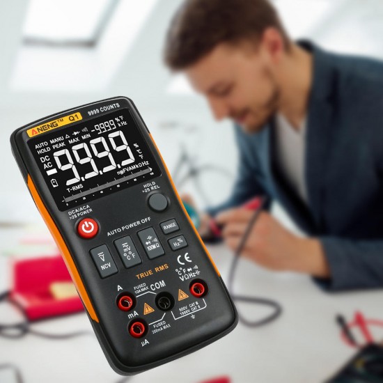 Q1 9999 Counts True RMS Digital Multimeter AC DC Voltage Current Tester Orange Yellow Q1 9999 Counts True RMS Digital Multimeter AC DC Voltage Current Tester Orange Yellow