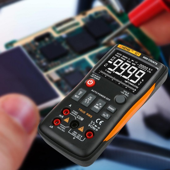 Q1 9999 Counts True RMS Digital Multimeter AC DC Voltage Current Tester Orange Yellow Q1 9999 Counts True RMS Digital Multimeter AC DC Voltage Current Tester Orange Yellow