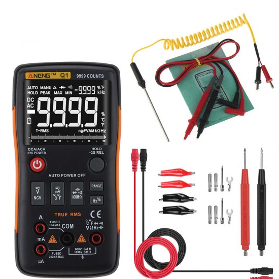 Q1 9999 Counts True RMS Digital Multimeter AC DC Voltage Current Tester Orange Yellow Q1 9999 Counts True RMS Digital Multimeter AC DC Voltage Current Tester Orange Yellow