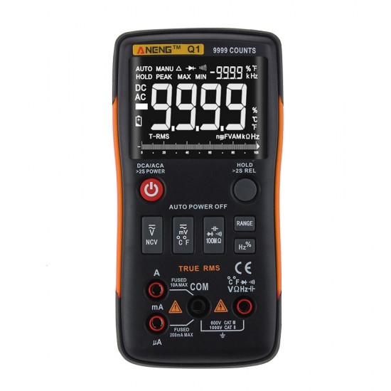 Q1 9999 Counts True RMS Digital Multimeter AC DC Voltage Current Tester Orange Yellow Q1 9999 Counts True RMS Digital Multimeter AC DC Voltage Current Tester Orange Yellow