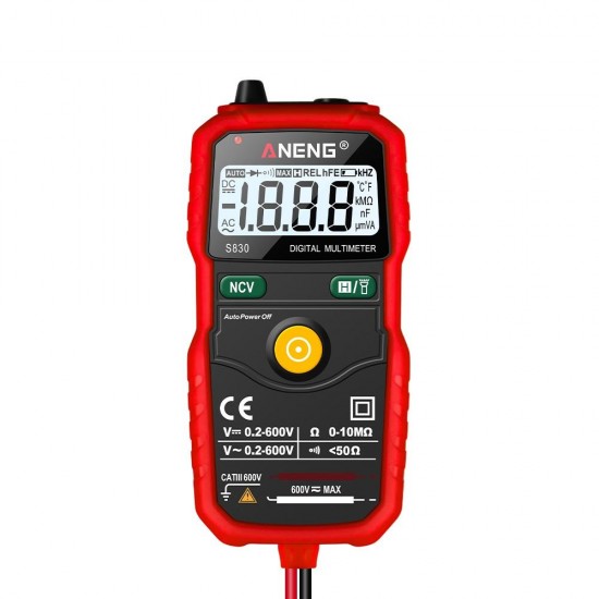 S830 True RMS Digital Multimeter Smart Multimeter Measuring DC/AC Voltage Meter Resistance Tester with LCD Display