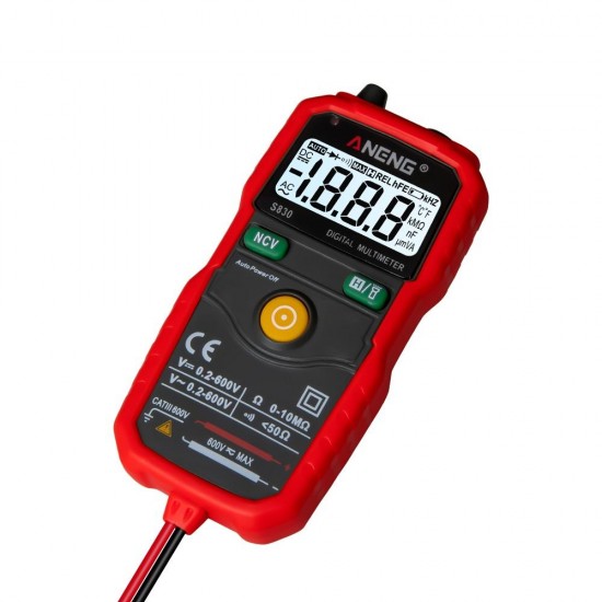 S830 True RMS Digital Multimeter Smart Multimeter Measuring DC/AC Voltage Meter Resistance Tester with LCD Display