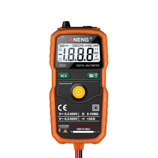 S830 True RMS Digital Multimeter Smart Multimeter Measuring DC/AC Voltage Meter Resistance Tester with LCD Display