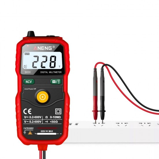 S830 True RMS Digital Multimeter Smart Multimeter Measuring DC/AC Voltage Meter Resistance Tester with LCD Display