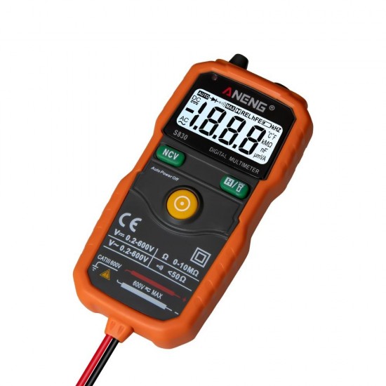 S830 True RMS Digital Multimeter Smart Multimeter Measuring DC/AC Voltage Meter Resistance Tester with LCD Display