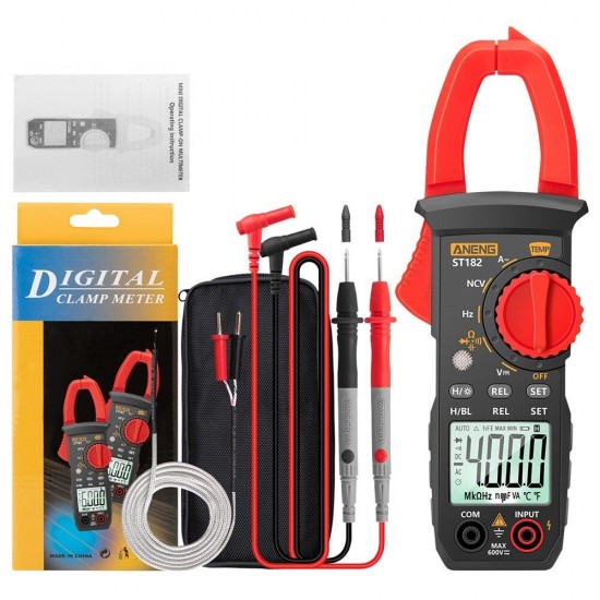 ST182 Digital Clamp Meter DC/AC Voltage Tester Clamp Multimeter Hz Capacitance NCV Ohm Test