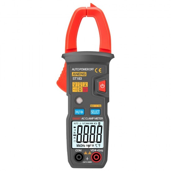 ST183 Digital Clamp Meter AC Current 6000 Counts True RMS Multimeter DC/AC Voltage Tester Hz Capacitance NCV Ohm Tests ST183 Digital Clamp Meter AC Current 6000 Counts True RMS Multimeter DC/AC Voltage Tester Hz Capacitance NCV Ohm Tests