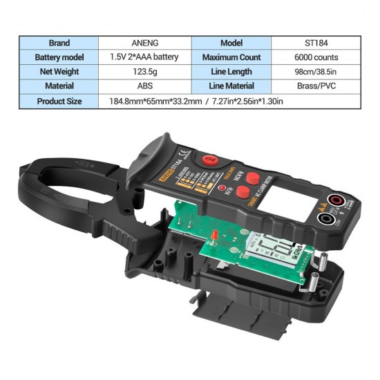 ST184 Digital Multimeter Clamp Meter True RMS 6000 Counts Professional Measuring Testers AC/DC Voltage AC Current Ohm