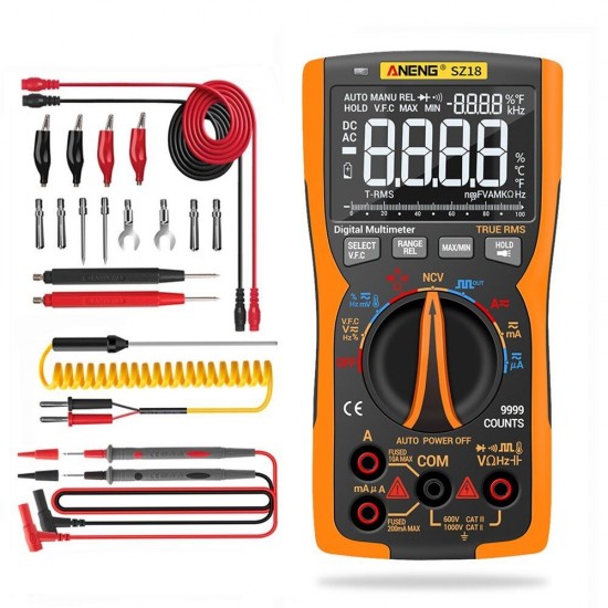 SZ18 9999 Counts Professional True RMS Digital Multimeter Analog Tester Multimetro DIY Square Wave Output Transistor Capacitor NCV Testers SZ18 9999 Counts Professional True RMS Digital Multimeter Analog Tester Multimetro DIY Square Wave Output Transistor Capacitor NCV Testers
