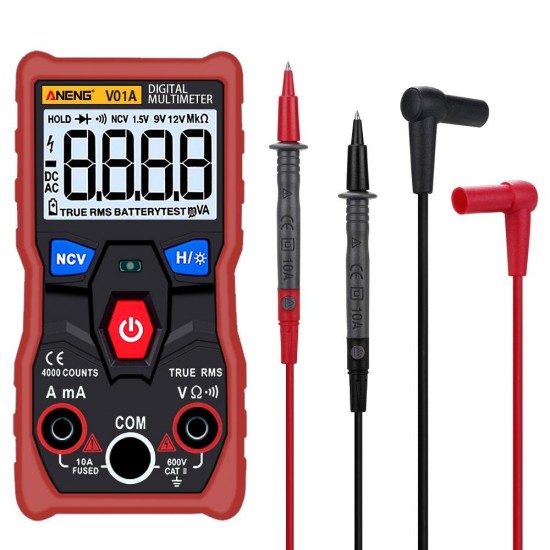 V01A Digital True RMS Multimeter Tester Autoranging Automotriz Multimeter With NCV Data Hold LCD Backlight+Flashlight