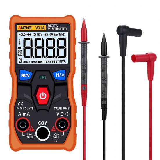 V01A Digital True RMS Multimeter Tester Autoranging Automotriz Multimeter With NCV Data Hold LCD Backlight+Flashlight