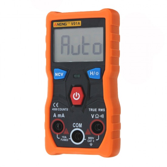 V01A Digital True RMS Multimeter Tester Autoranging Automotriz Multimeter With NCV Data Hold LCD Backlight+Flashlight Orange Color V01A Digital True RMS Multimeter Tester Autoranging Automotriz Multimeter With NCV Data Hold LCD Backlight+Flashlight Orange Color