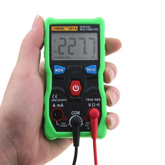 V01A Digital True RMS Multimeter Tester Autoranging Automotriz Multimeter With NCV Data Hold LCD Backlight+Flashlight Green Color V01A Digital True RMS Multimeter Tester Autoranging Automotriz Multimeter With NCV Data Hold LCD Backlight+Flashlight Green Color