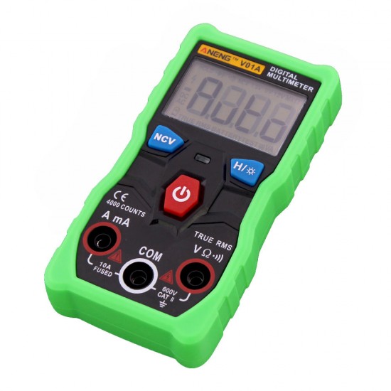 V01A Digital True RMS Multimeter Tester Autoranging Automotriz Multimeter With NCV Data Hold LCD Backlight+Flashlight Green Color