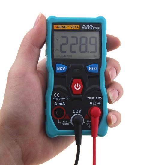 V01A Digital True RMS Multimeter Tester Autoranging Automotriz Multimeter With NCV Data Hold LCD Backlight+Flashlight Blue Color