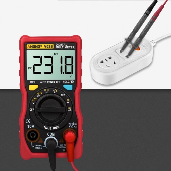 V02B 4000 Counts Auto-ranging Digital True RMS Multimeter With Temperature Measure Backlight+Flashlight