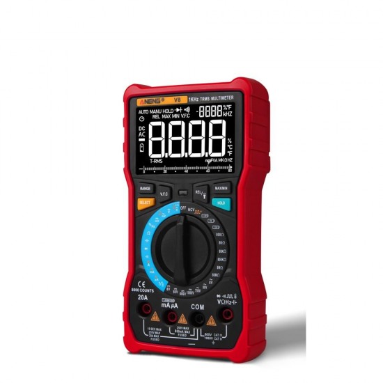 V8 Dual Mode True RMS Digital Multimeter Auto Range 8000 Counts Display V.F.C Inverter Measurement Analog Bar Graph AC/DC Voltage Ammeter Current V8 Dual Mode True RMS Digital Multimeter Auto Range 8000 Counts Display V.F.C Inverter Measurement Analog Bar Graph AC/DC Voltage Ammeter Current