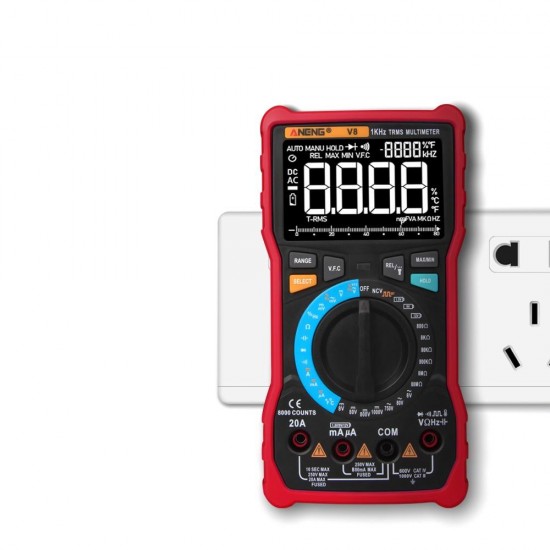 V8 Dual Mode True RMS Digital Multimeter Auto Range 8000 Counts Display V.F.C Inverter Measurement Analog Bar Graph AC/DC Voltage Ammeter Current V8 Dual Mode True RMS Digital Multimeter Auto Range 8000 Counts Display V.F.C Inverter Measurement Analog Bar Graph AC/DC Voltage Ammeter Current