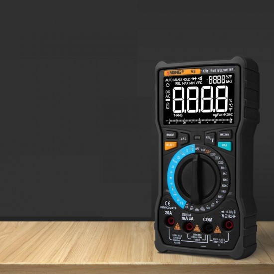 V8 Dual Mode True RMS Digital Multimeter Auto Range 8000 Counts Display V.F.C Inverter Measurement Analog Bar Graph AC/DC Voltage Ammeter Current V8 Dual Mode True RMS Digital Multimeter Auto Range 8000 Counts Display V.F.C Inverter Measurement Analog Bar Graph AC/DC Voltage Ammeter Current