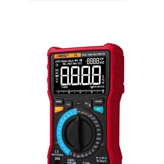 V8 Dual Mode True RMS Digital Multimeter Auto Range 8000 Counts Display V.F.C Inverter Measurement Analog Bar Graph AC/DC Voltage Ammeter Current V8 Dual Mode True RMS Digital Multimeter Auto Range 8000 Counts Display V.F.C Inverter Measurement Analog Bar Graph AC/DC Voltage Ammeter Current
