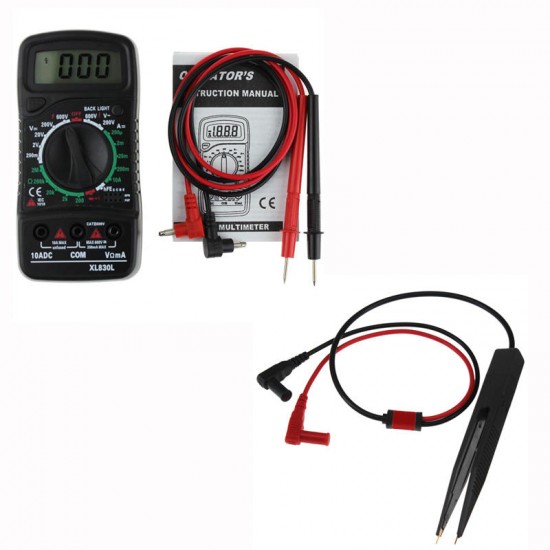 XL830L Digital LCD Multi Meters Volt Meter Ammeter AC/DC/OHM Volt Current Tester+SMD Chip Testing Tool