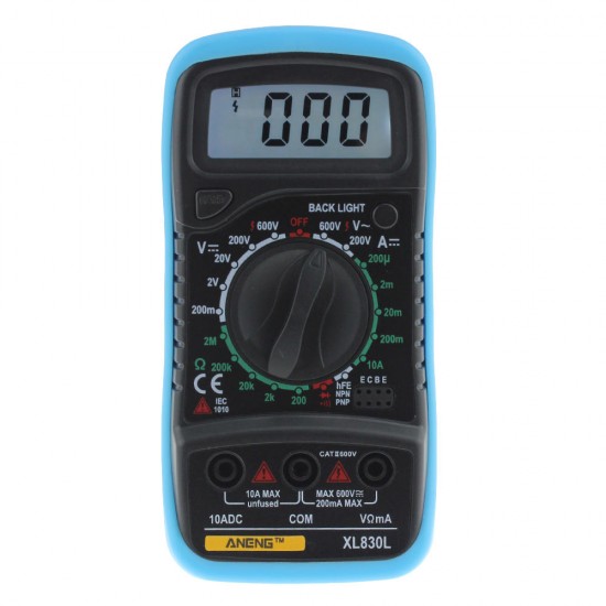 ANENG XL830L LCD Digital Multimeter Current Voltage Resistance Transistor Tester