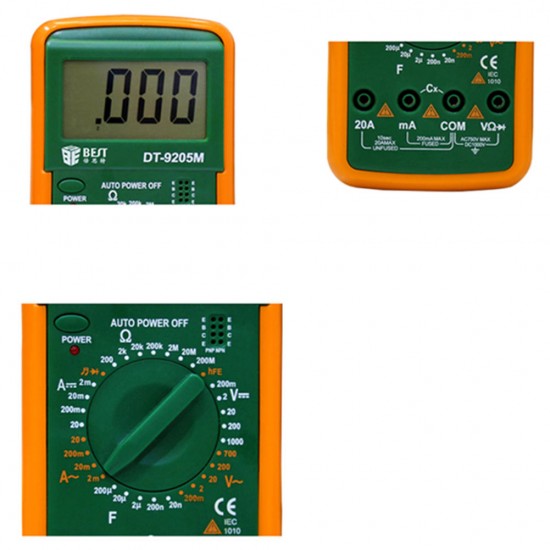 DT9205M LCD AC DC Volt AMP OHM Electrical Digital Multimeter