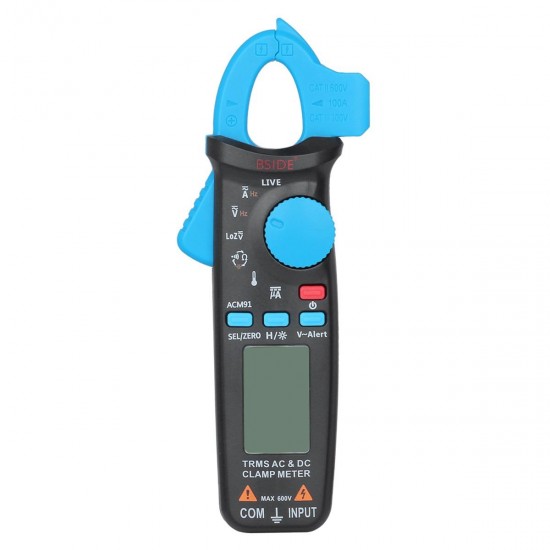 ACM91 Digital AC/DC Current Clamp Meter Auto-Range Car Repair TRMS Multimeter Live Check NCV Frequency Capacitor Tester-Blue