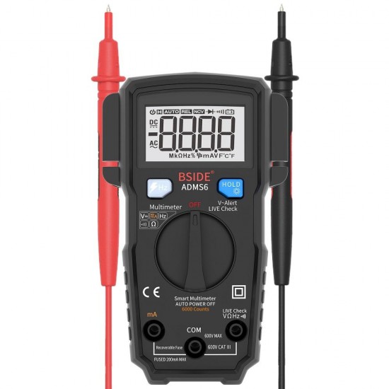 ADMS6 Digital 6000 Counts True RMS Multimeter Tester With V-alert Test +Live Wire and Null Wire Test+ Full Measuring Range