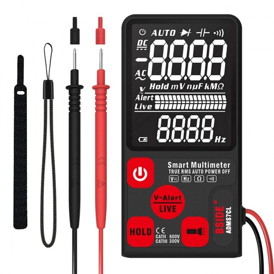 ADMS7CL Ultra-Portable Digital Multimeter Large 3.5'' ENTB LCD 3-Line Display Voltmeter With Voltage NCV Resistance Ohm Hz Test