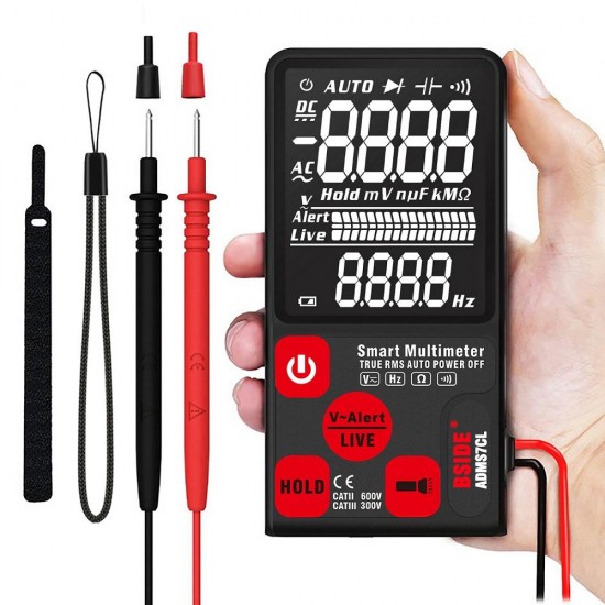 ADMS7CL Ultra-Portable Digital Multimeter Large 3.5'' ENTB LCD 3-Line Display Voltmeter With Voltage NCV Resistance Ohm Hz Test