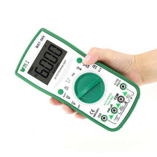 BST-58X 6000 Counts Ture RMS Digital Multimeter NCV Frequency Auto Power off AC DC Voltage Ammeter Current Resistance Temperature Tester °°