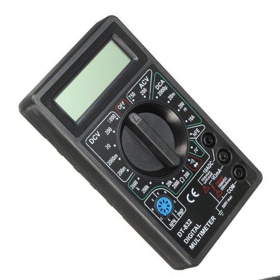 DT832 Digital LCD Multimeter Ohm Voltage Ampere Meter Buzzer Function with Test Probe DT832 Digital LCD Multimeter Ohm Voltage Ampere Meter Buzzer Function with Test Probe