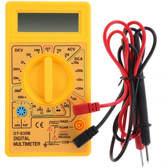 DT-830B LCD Digital Multimeter Electric Voltmeter Ammeter Ohm Tester AC/DC 750/1000V Amp Volt Ohm Tester Meter