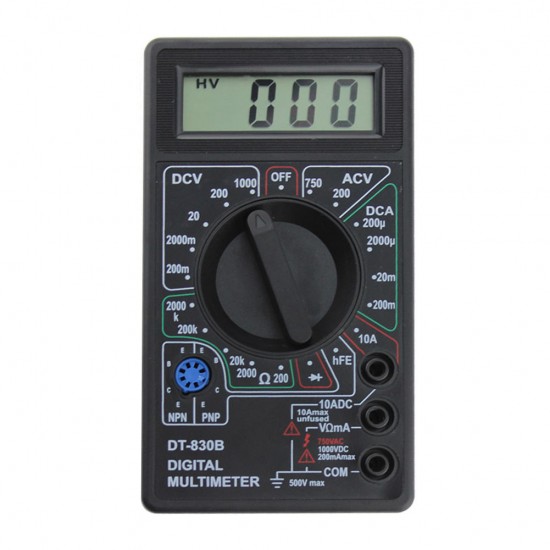 DT-830B LCD Digital Multimeter Electric Voltmeter Ammeter Ohm Tester AC/DC 750/1000V Amp Volt Ohm Tester Meter