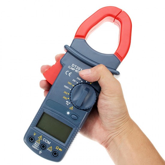 DT201 Digital Handheld Non Contact Multi Meters Clamp Meter 1000V Voltage Current Resistance Tester