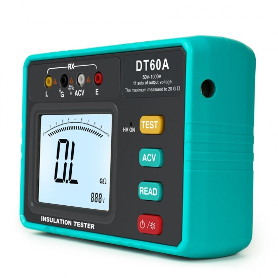 DT60A Digital Auto Range Insulation Resistance Meter Tester High Voltage LED Indication 1999 Counts