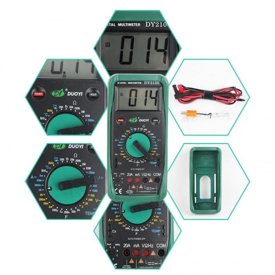 DY2105 Multifunction Digital Multimeter Professional Multimetro Transistor Capacitor Temperature And Frequency Measurement