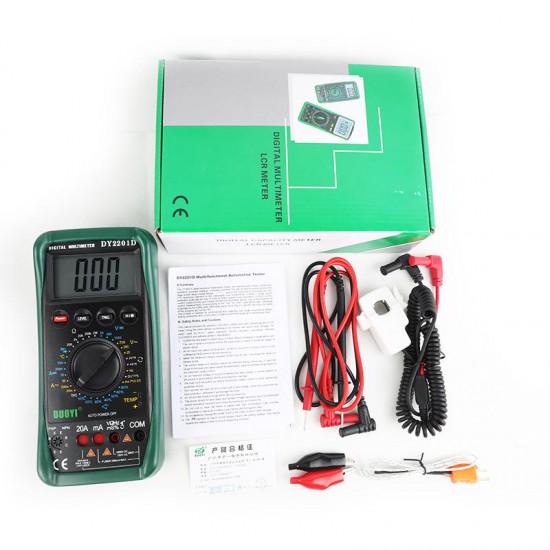 DY2201D LCD Digital Automotive Multimeter With Speed Conversion Sensor Non-contact RPM Dwell Angle Frequency Temperature Tester DY2201D LCD Digital Automotive Multimeter With Speed Conversion Sensor Non-contact RPM Dwell Angle Frequency Temperature Tester