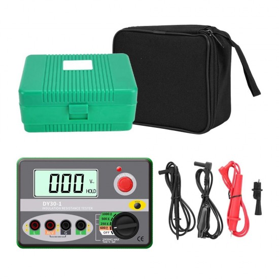 DY30-1 Digital Insulation Resistance Tester Meter 2000M 0hm 250V 500V 1000V Megohmmeter Voltmeter Car Circuit Test Repair DY30-1 Digital Insulation Resistance Tester Meter 2000M 0hm 250V 500V 1000V Megohmmeter Voltmeter Car Circuit Test Repair
