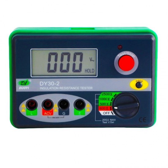 DY30-2 Digital Insulation Resistance Tester 20G Ohm 500V 1000V 2500V Earth Ground Resistance Tester Megohmmeter Voltmeter